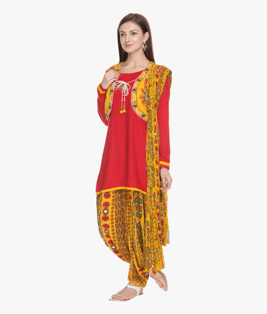 Women Printed Patiala Suit With Shrug, HD Png Download, Free Download