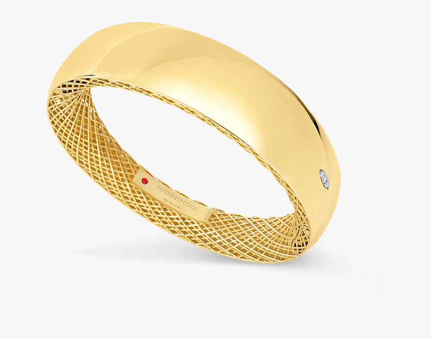 Roberto Coin Wide Gold Bangle With Diamonds, HD Png Download, Free Download
