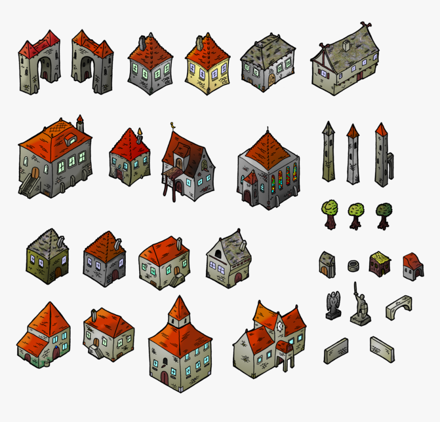 Medieval Houses Map Elements, HD Png Download, Free Download