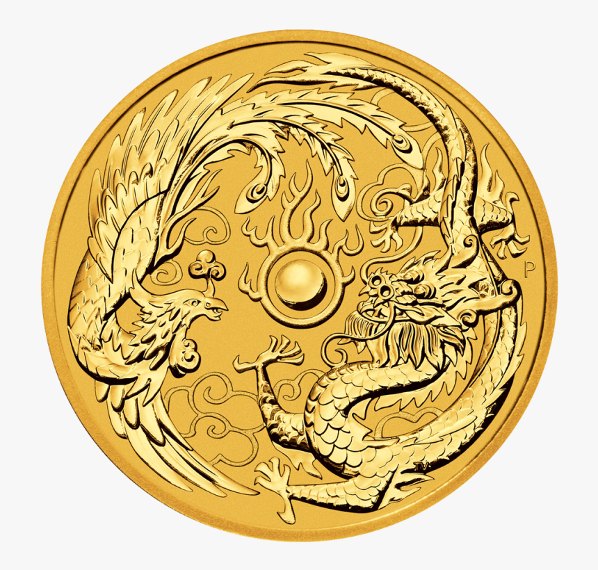 Dragon And Phoenix 1oz Gold Coin 2018 Front, HD Png Download, Free Download