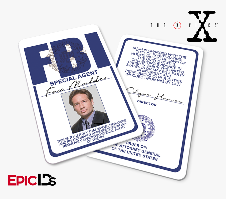 The X-files Inspired Fox Mulder Fbi Special Agent Id", HD Png Download, Free Download