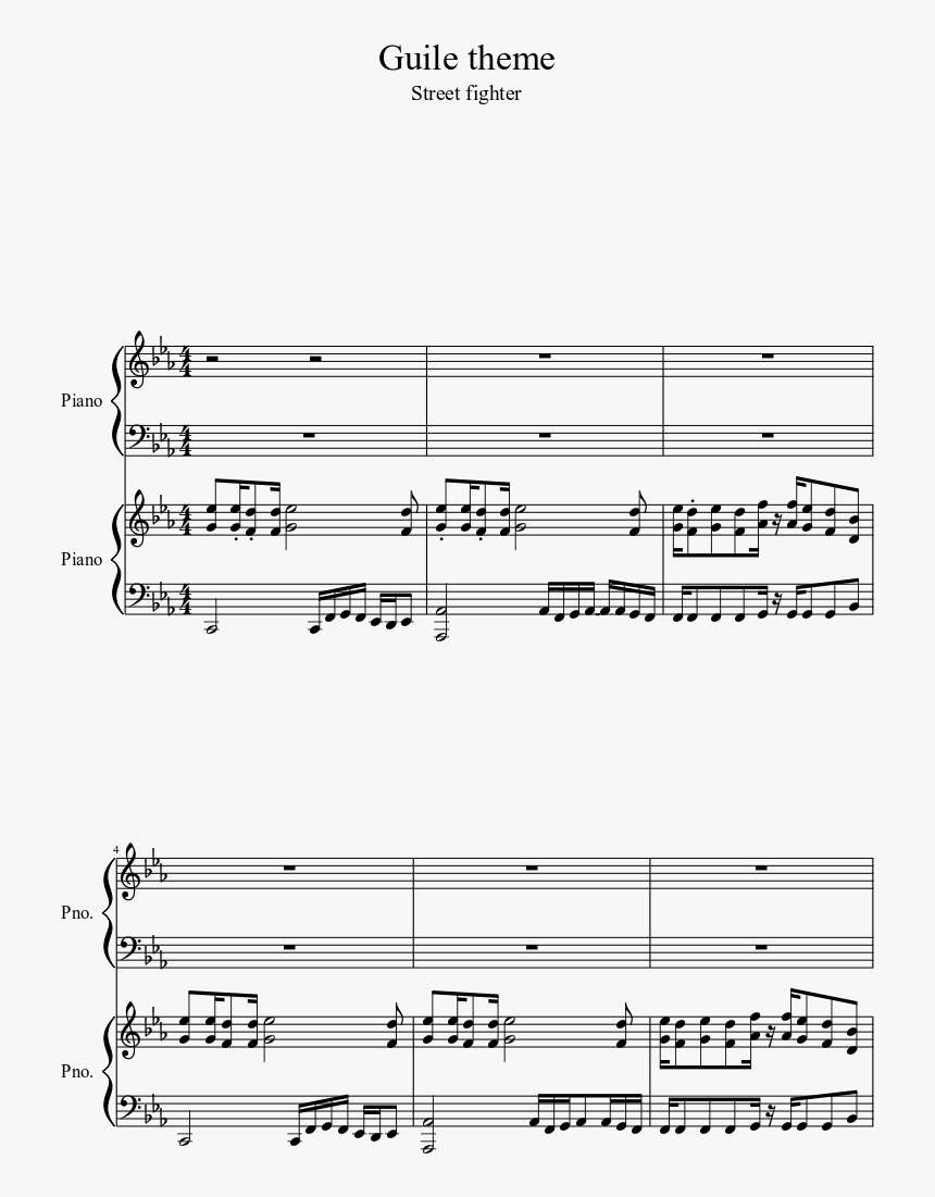 Guile Theme Sheet Music 1 Of 4 Pages, HD Png Download, Free Download
