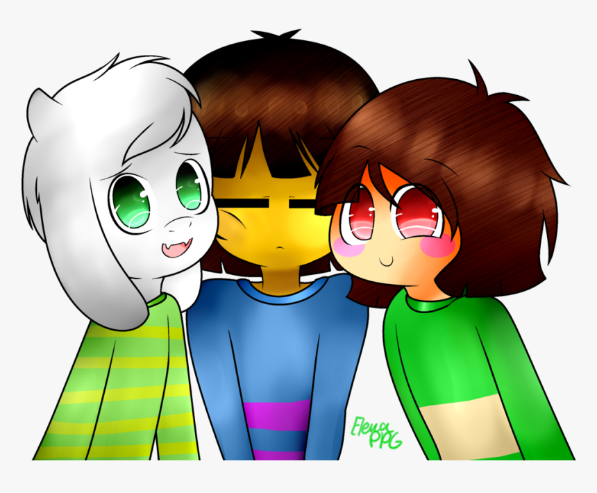 Frisk And Chara And Asriel , Png Download, Transparent Png, Free Download