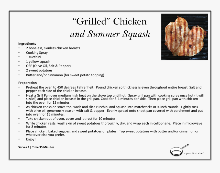 Grill Pan Chicken Recipe Card, HD Png Download, Free Download