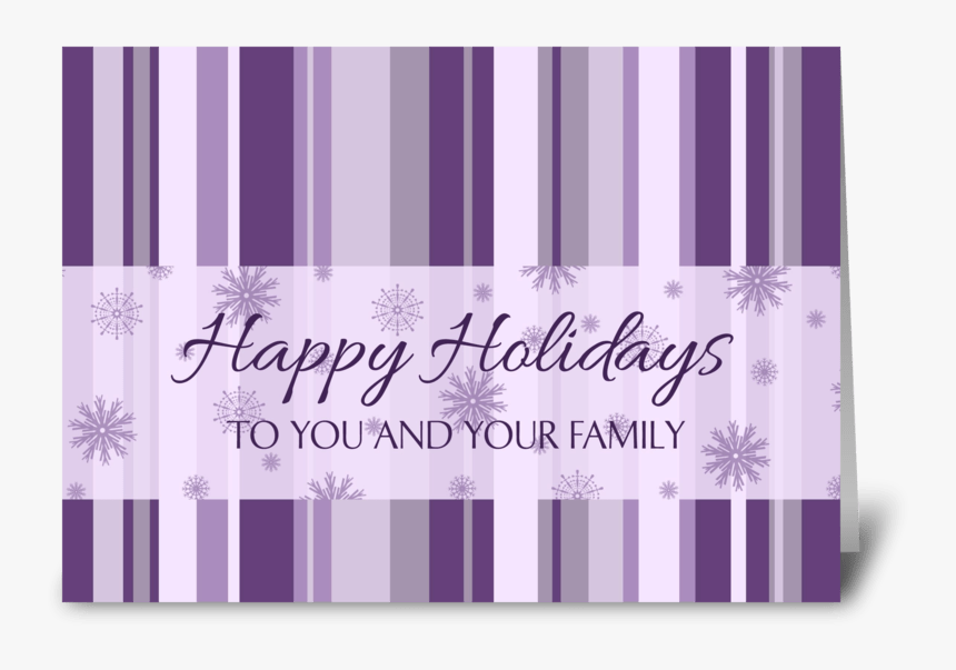 Happy Holiday Purple Stripes And Snow Greeting Card, HD Png Download, Free Download