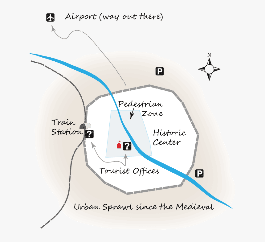 Map Showing A Typical Medieval City In Modern Times, HD Png Download, Free Download