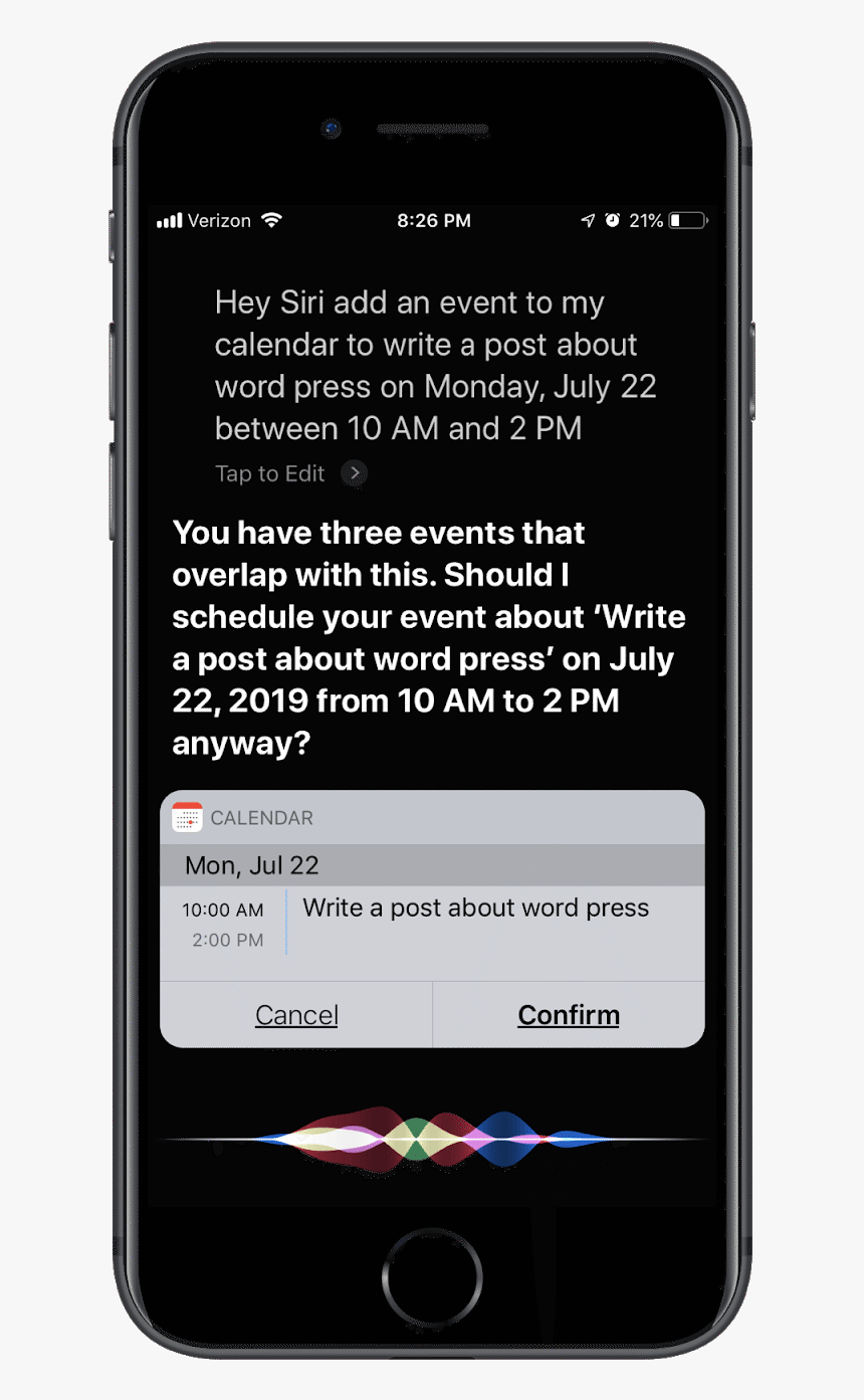 Adding A Google Calendar Event With Siri, HD Png Download, Free Download