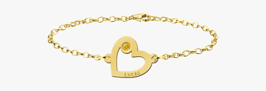 Gold Heart Bracelet With Stone, HD Png Download, Free Download