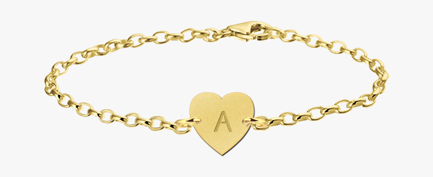 Golden Initial Bracelet Heart, HD Png Download, Free Download