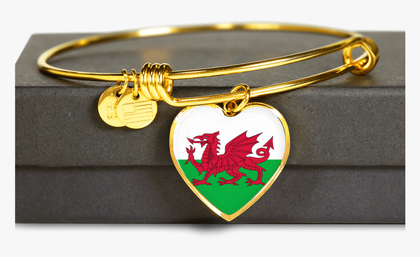 Image Of Wales Flag Golden Heart Jewelry Nn8, HD Png Download, Free Download