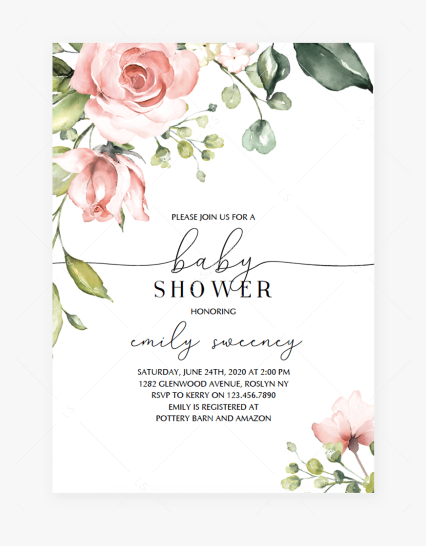 Blush Baby Shower Invitation Template By Littlesizzle, HD Png Download, Free Download