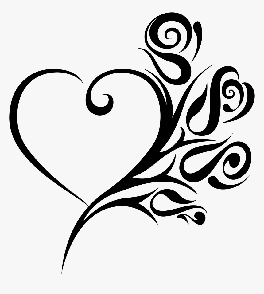 Tribal Heart Roses Clip Arts - Clipart Wedding Heart, HD Png Download, Free Download