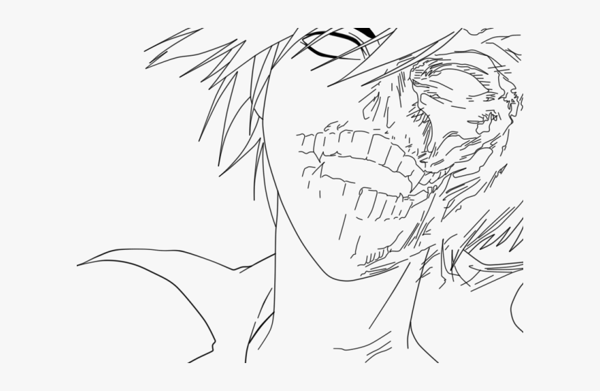 Drawn Anime Demon - Line Art, HD Png Download - kindpng