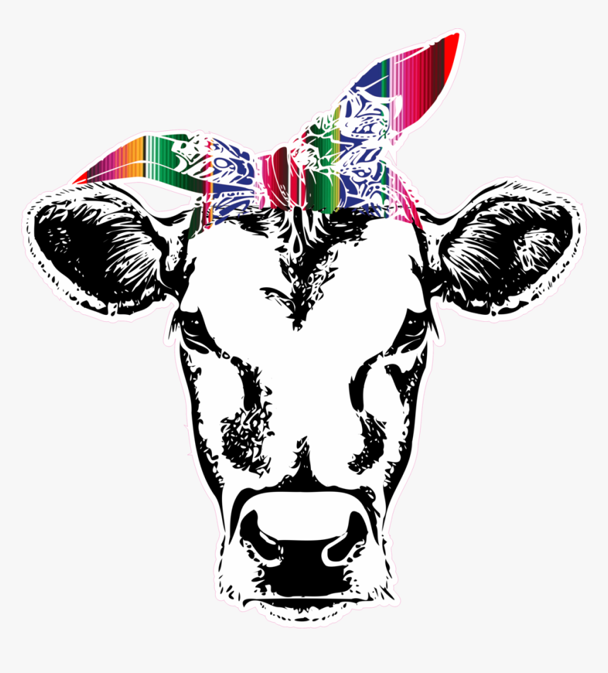 Cow With Serape Albb - Cow With Bandana Png, Transparent Png, Free Download