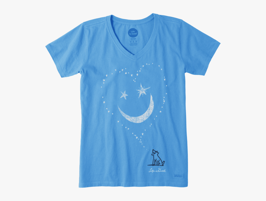 Women"s Smiley Face Moon Crusher Vee - Life Is Good Shirt Dragonfly Teal, HD Png Download, Free Download