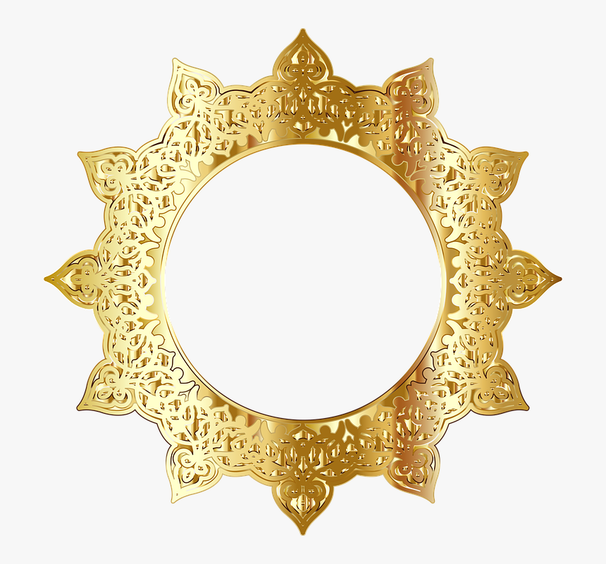 Decorative, Ornamental, Flourish, Round, Frame, Border - Golden Round Frame Png, Transparent Png, Free Download