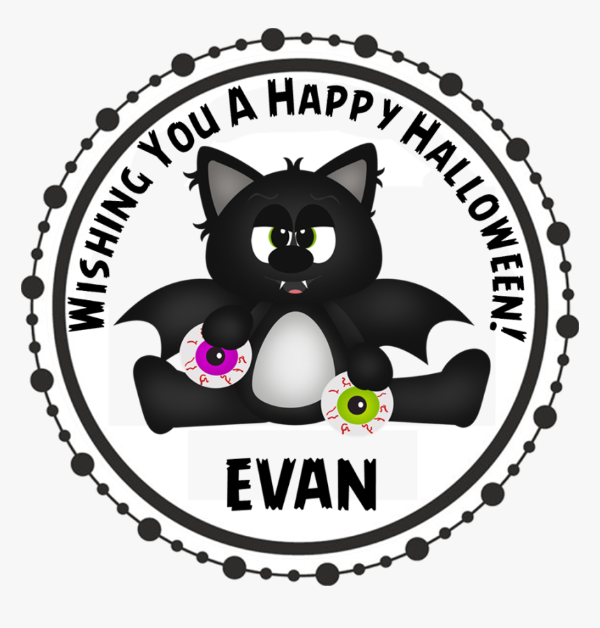 Black Bat Cat Halloween Stickers - Airplane Birthday Stickers Party, HD Png Download, Free Download