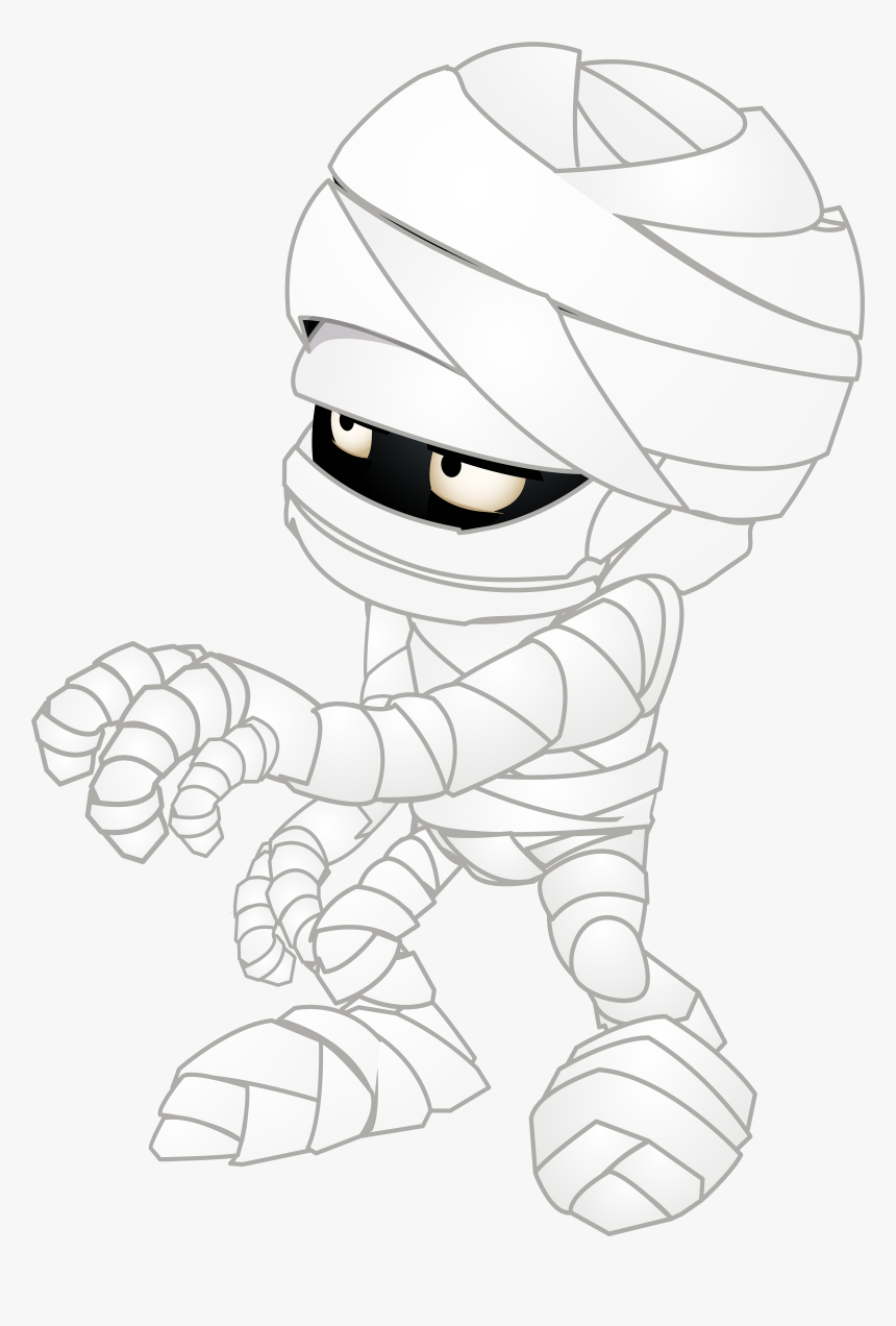 And Sketch Art Mummy Halloween Cartoon Black Clipart - Mummy Ghost, HD Png Download, Free Download