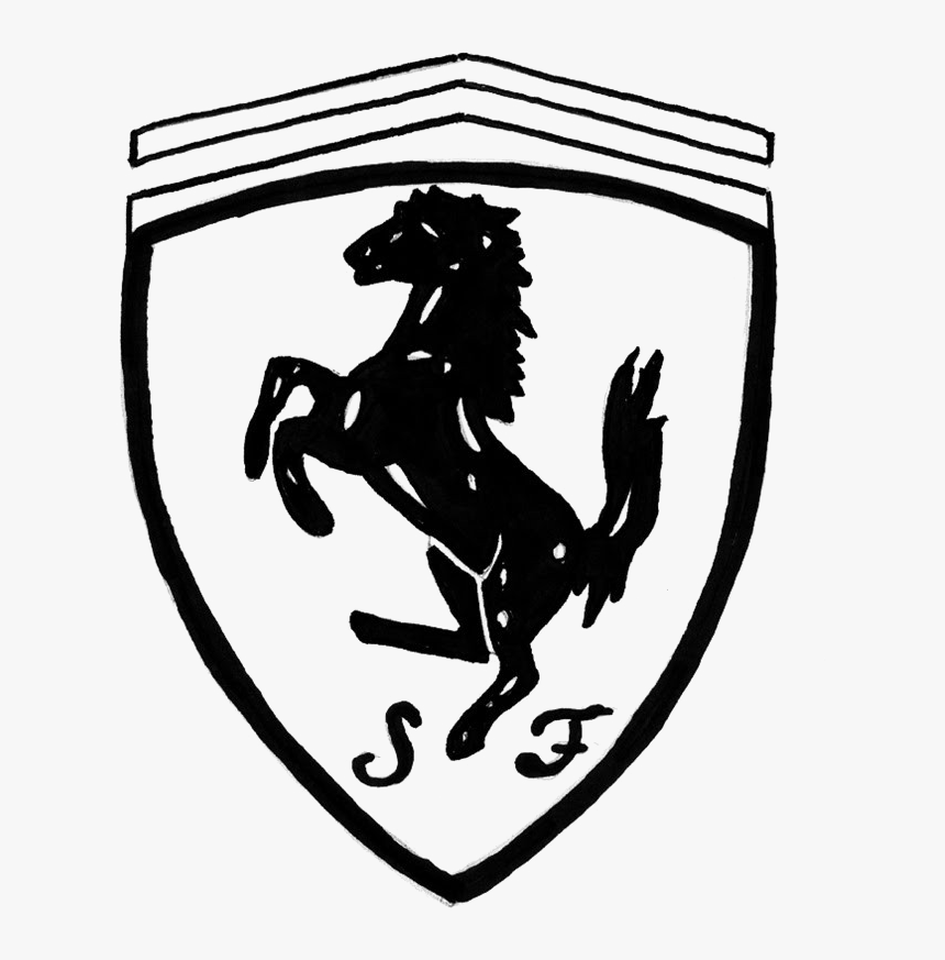 Ferrari Logo Black And White, HD Png Download - kindpng