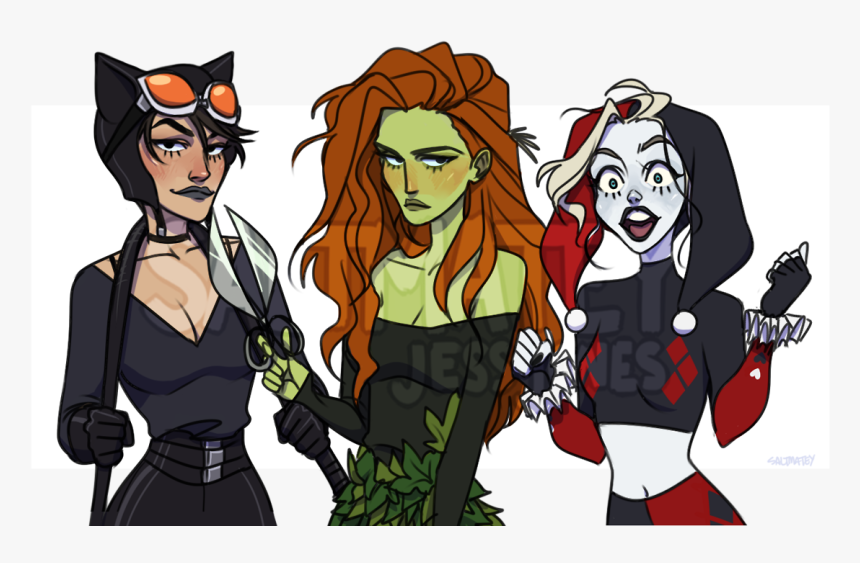 Catwoman, Dc, And Harley Quinn Image - Gotham City Sirens Drawing, HD Png Download, Free Download