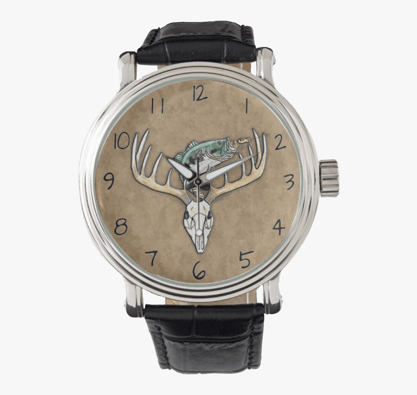 Bass Jumping Antlers Deer Skull Watch - Tornado Wrist Watch, HD Png Download, Free Download