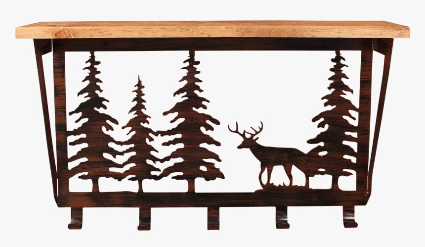 Iron Deer And Pine Trees Coat Rack With - Coffee Table, HD Png Download, Free Download