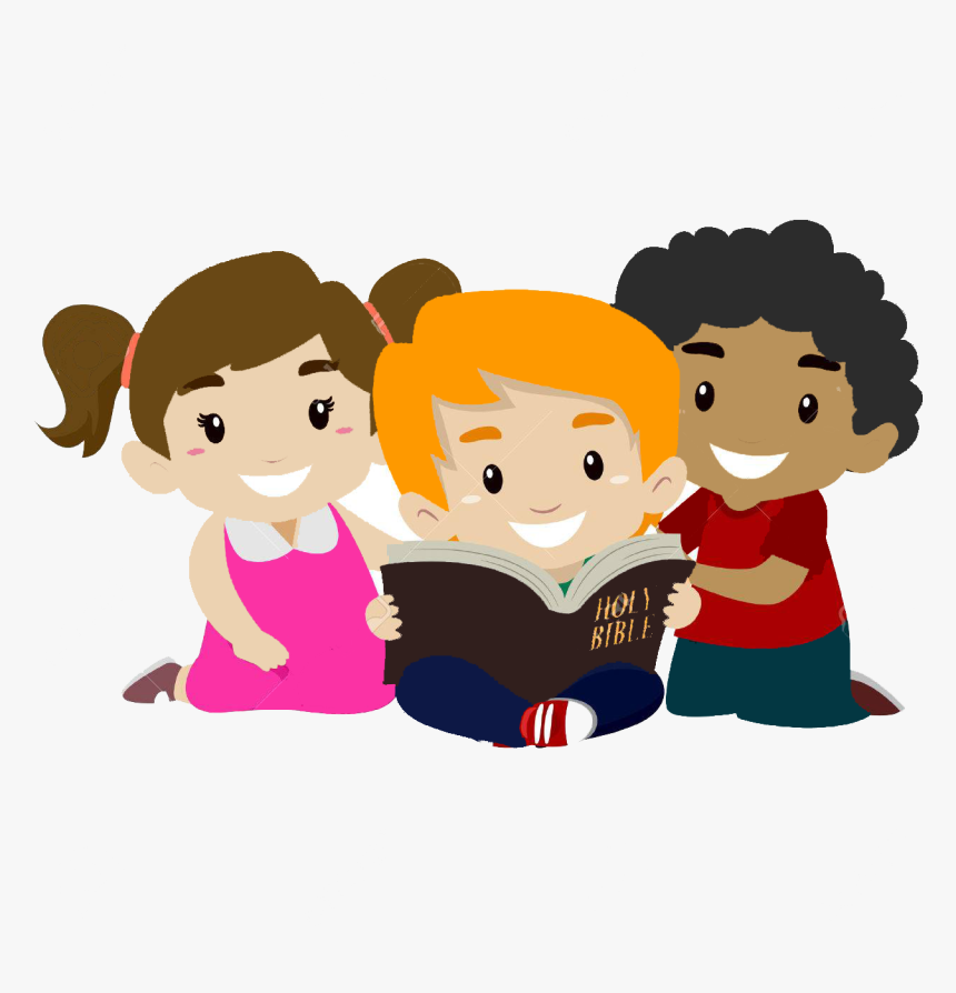 55395845 Vector Illustration Of Children Reading Bible - Niños Con Biblia Animado, HD Png Download, Free Download