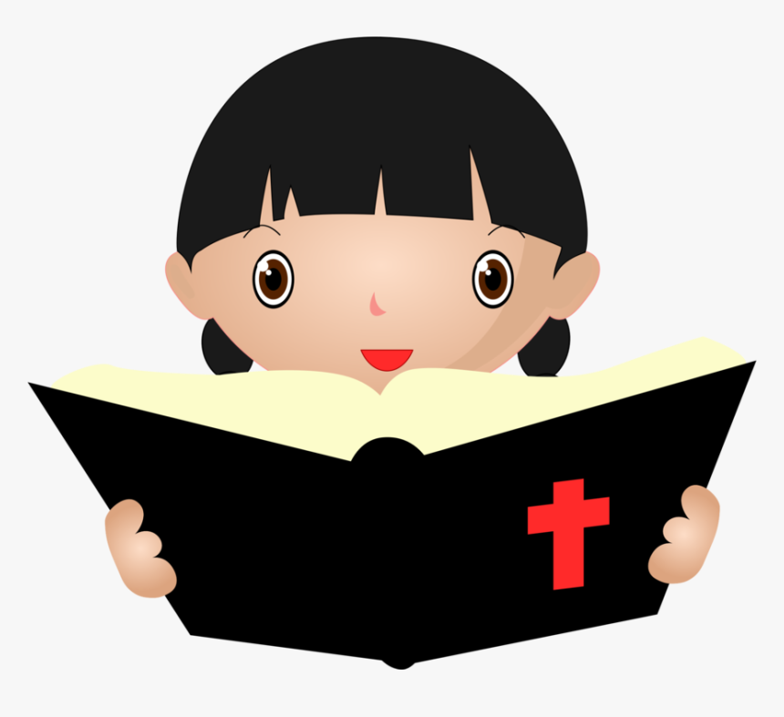 Fictional Character,smile,reading - Girl Reading Bible Clipart, HD Png Download, Free Download