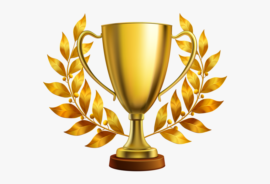 Golden Trophy Cup Png With Golden Leaves - Transparent Background Trophy  Png, Png Download - kindpng