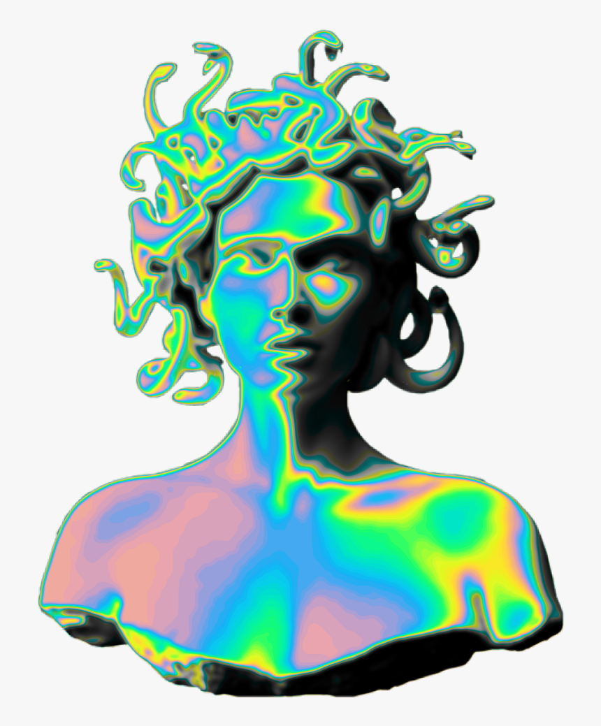 Holo Holographic Vaporwave Aesthetic Medusa Sculpture - Vaporwave Medusa Png, Transparent Png, Free Download