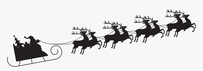 Silhouetteî - Santa Sleigh Silhouette Png, Transparent Png, Free Download