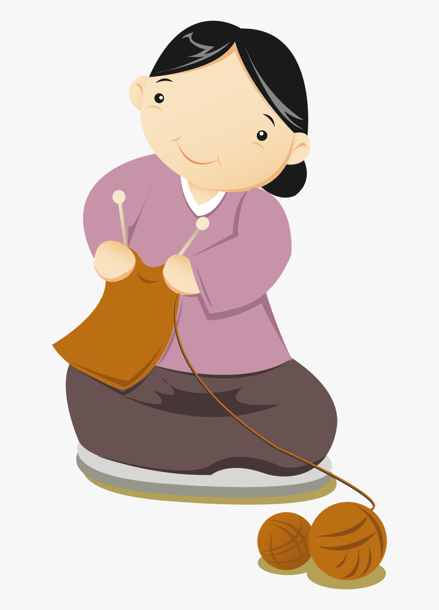 Women Vector Knitting Vecteur Hand-painted Free Download - Cartoon, HD Png Download, Free Download