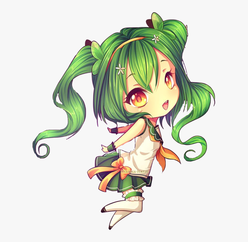 This Took A While To Cutout - Anime Chibi Girls Green Hair, HD Png Download, Free Download