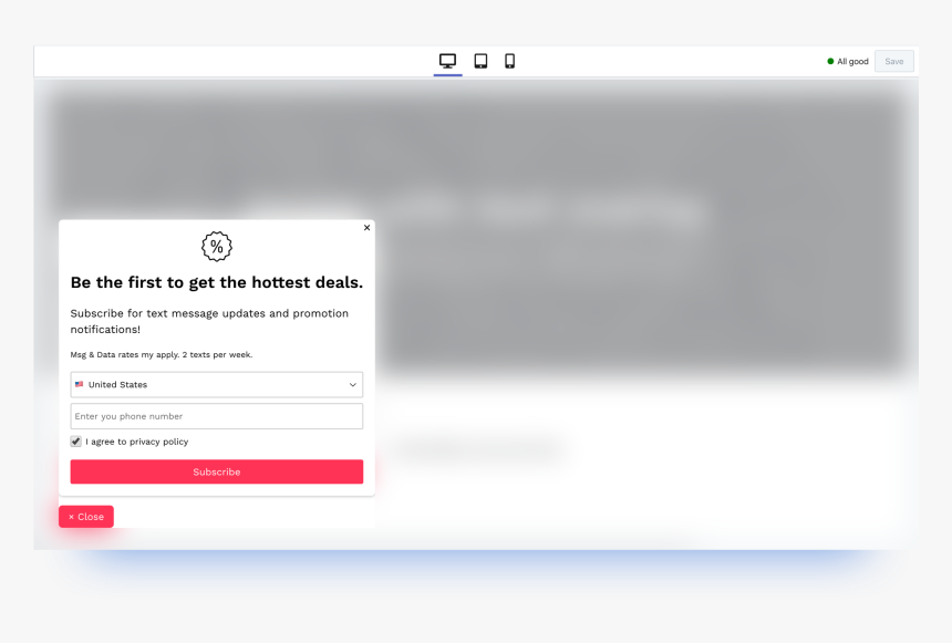 Smsbump Signup Fly-out Button Form For Shopify, HD Png Download, Free Download