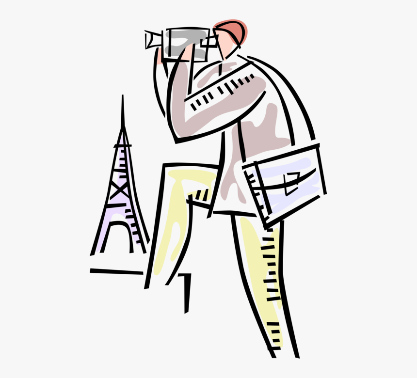 Vector Illustration Of Tourist With Videocamera Camcorder, HD Png Download, Free Download