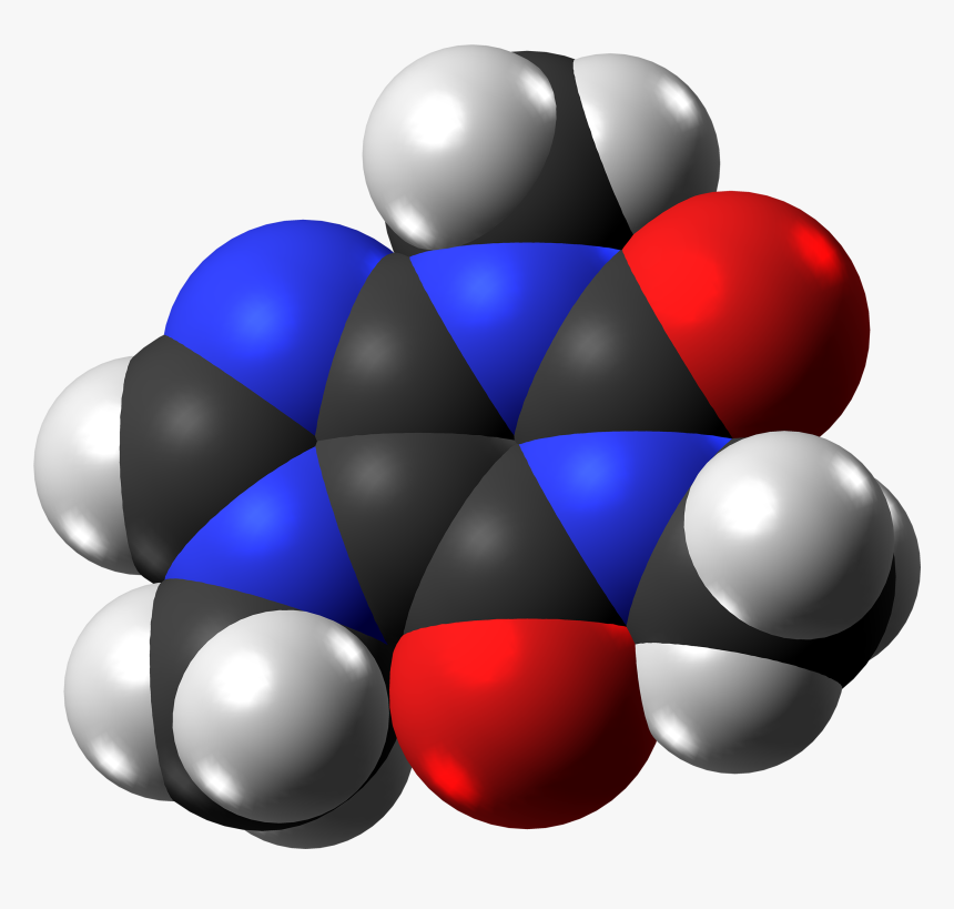 Caffeine Molecule Spacefill From Xtal, HD Png Download, Free Download