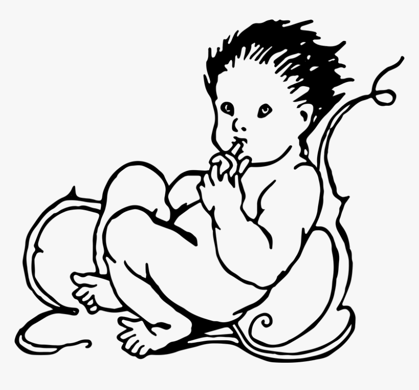 Vintage, Line, Drawing, Sketch, Baby, Infant, People, HD Png Download, Free Download