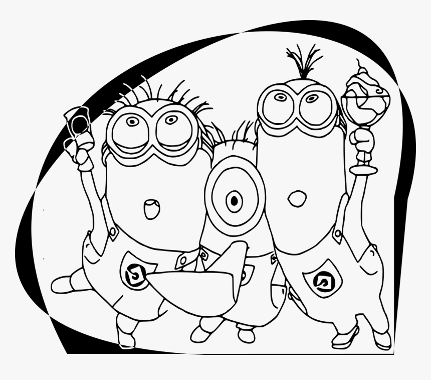 Download Minion Party Coloring Page, HD Png Download - kindpng