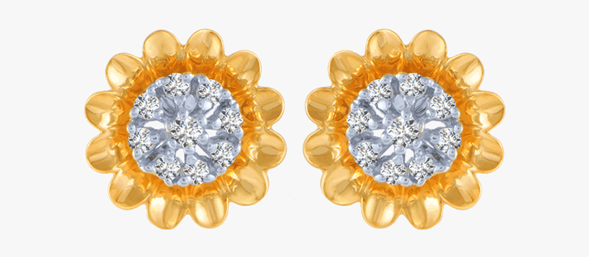 18kt Yellow Gold And Diamond Stud Earrings For Women, HD Png Download, Free Download