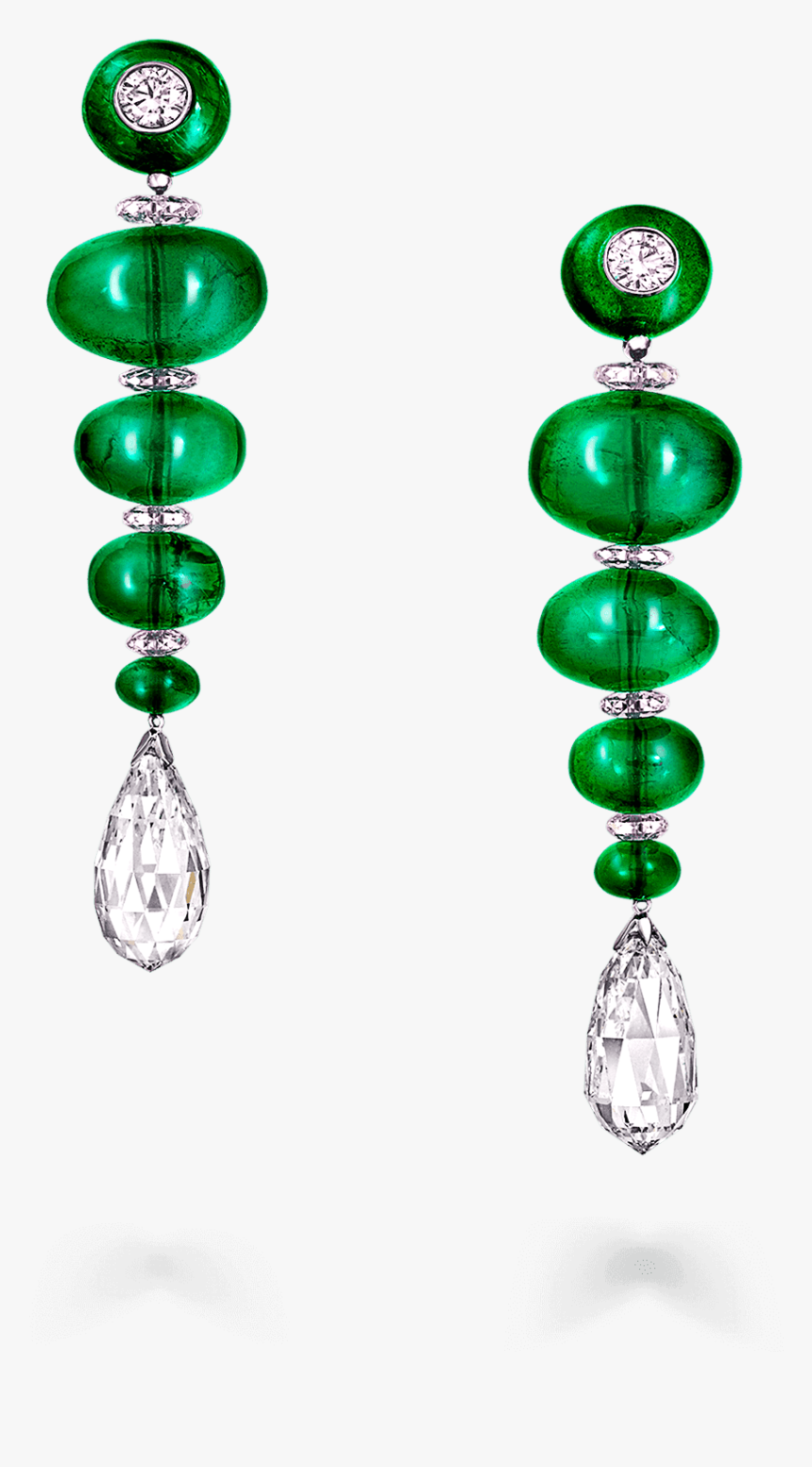 A Pair Of Graff Beaded Emerald And Diamond Earrings, HD Png Download, Free Download