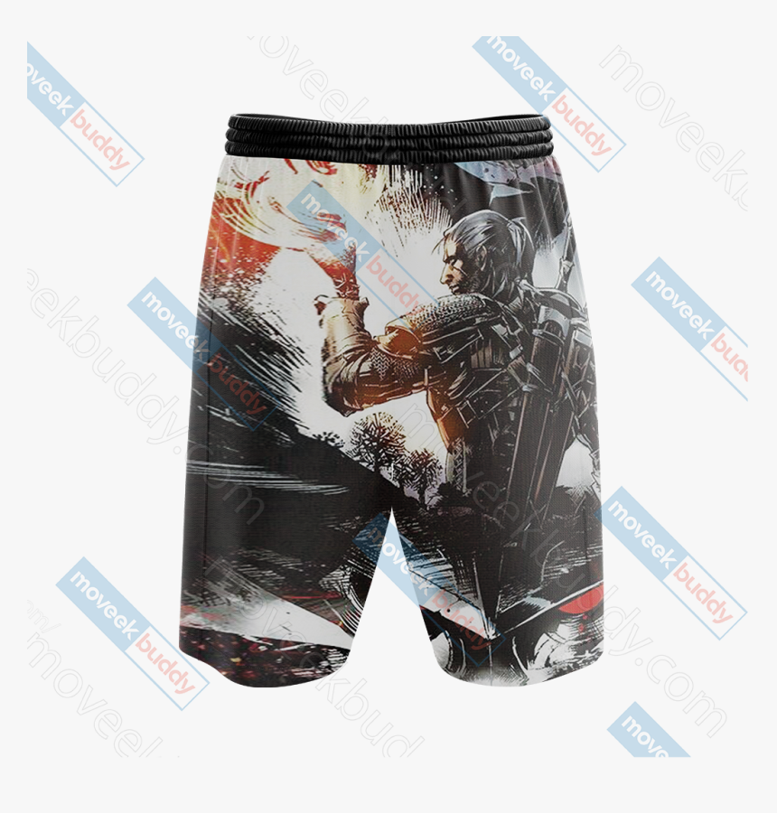 The Witcher 3 Wild Hunt Geralt 3d Beach Shorts, HD Png Download, Free Download