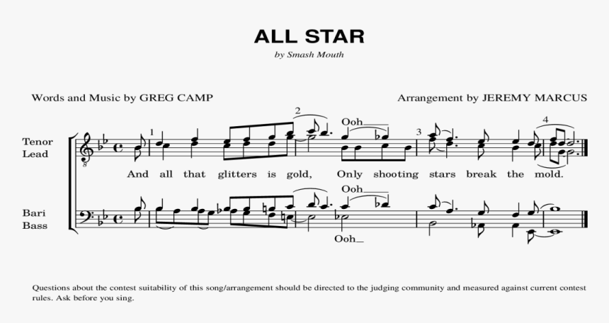 Star By Smash Mouth Words And Music By Greg Camp Arrangement, HD Png Download, Free Download