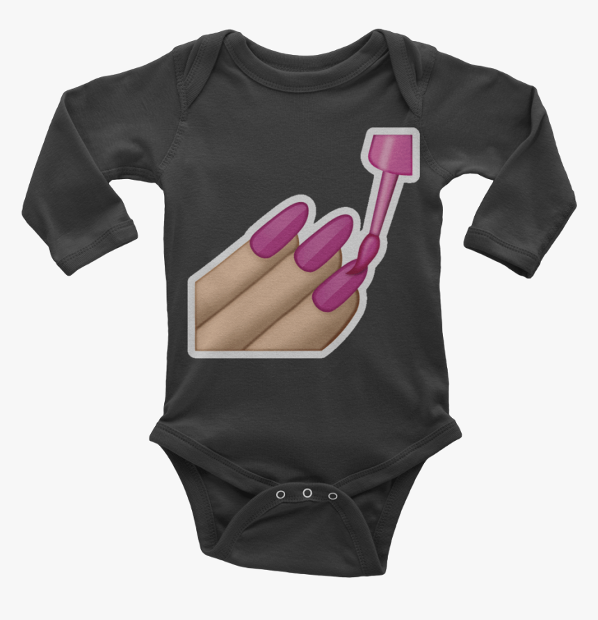 Emoji Baby Long Sleeve One Piece Nail Polish Just Black, HD Png Download, Free Download