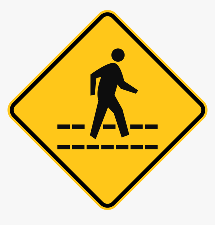 Pedestrian Crossing Warning Trail Sign Yellow, HD Png Download, Free Download