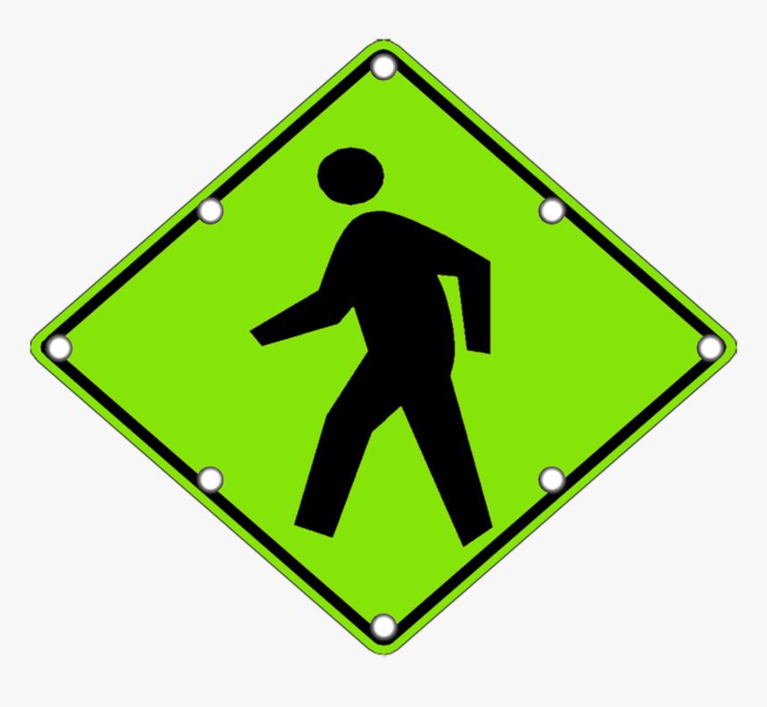 Flashing Led W11-2 Pedestrian Crossing Sign Yg, HD Png Download, Free Download