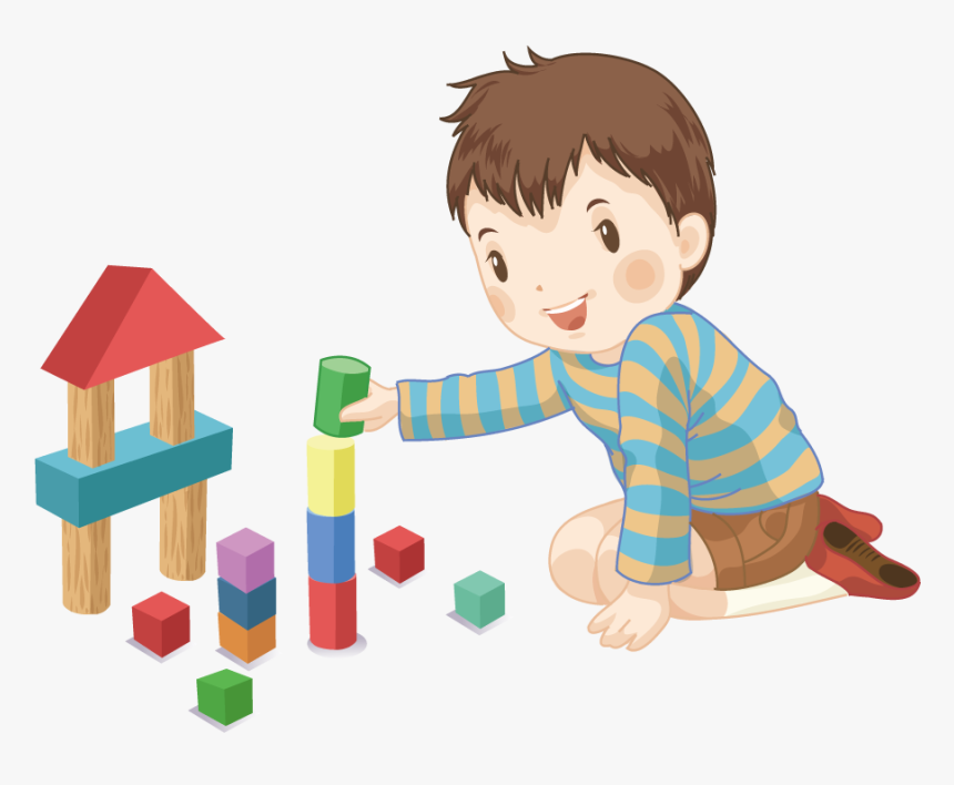 Block Designer Cartoon Child Boy Playing With, HD Png Download, Free Download