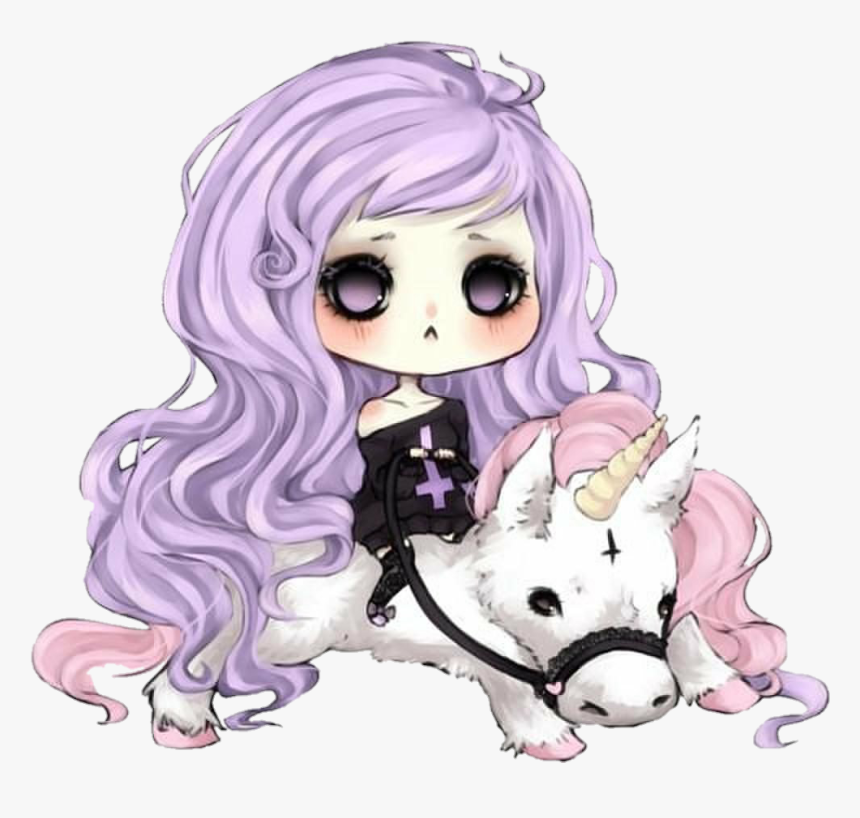 #ftegothic #gothic #unicorn #girl #cute #colorful #kawaii, HD Png Download, Free Download