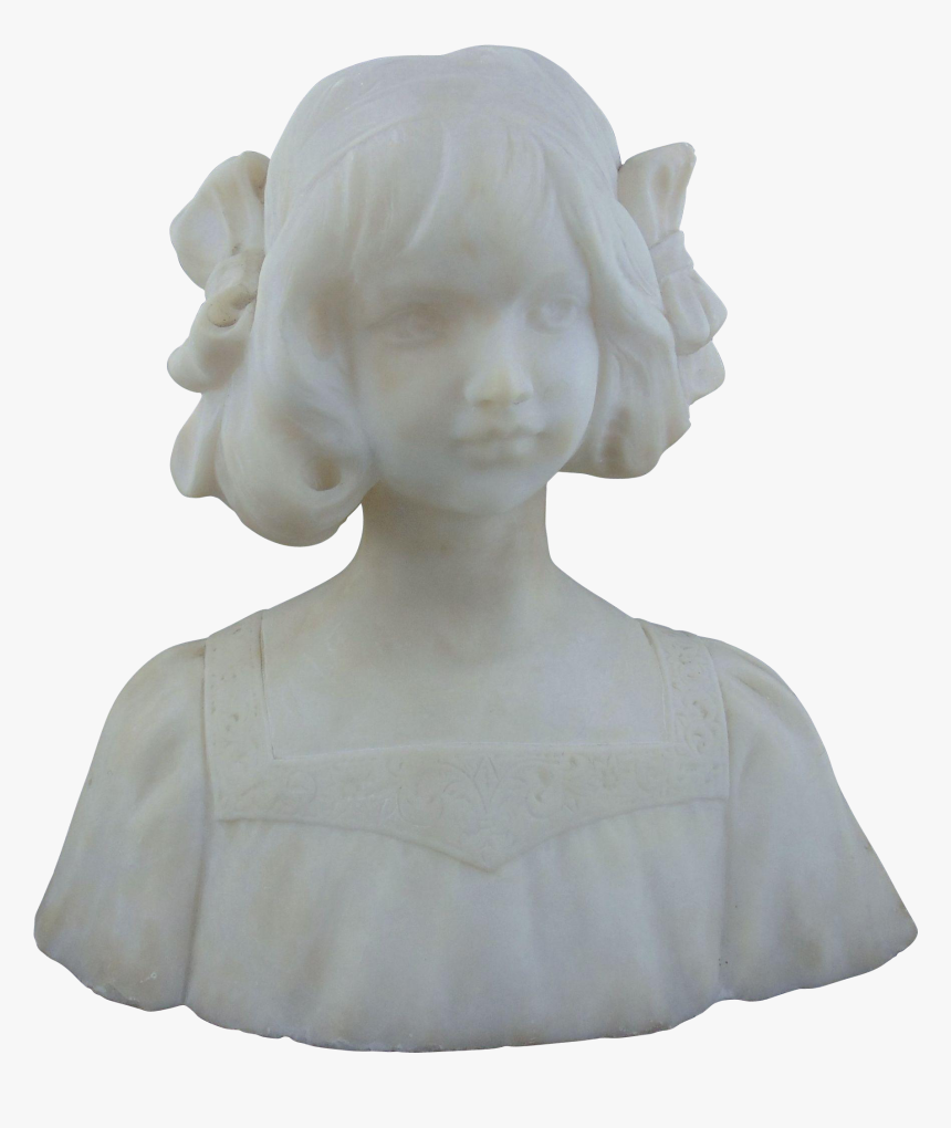 Hand Carved Marble Bust Of A Young Girl-19th C, HD Png Download, Free Download