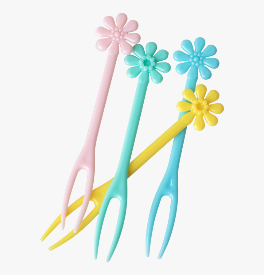 30 Flower Shaped Canape Forks Pastel Colours Rice Dk, HD Png Download, Free Download