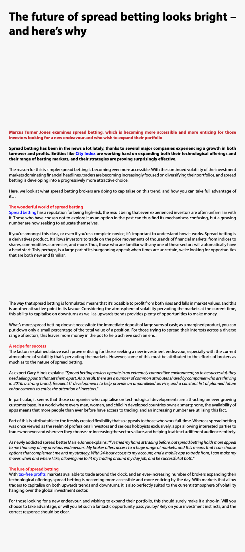 Index Spread Betting Strategy